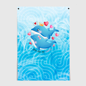 Постер с принтом Два дельфина в Курске, 100% бумага
 | бумага, плотность 150 мг. Матовая, но за счет высокого коэффициента гладкости имеет небольшой блеск и дает на свету блики, но в отличии от глянцевой бумаги не покрыта лаком | cute | dolphin | два дельфина | дельфин | дельфин в море | дельфинами | любовь | милый | мир | подводный | сердечки