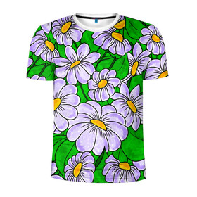 Мужская футболка 3D спортивная с принтом Цветы Лавандовые ромашки в Курске, 100% полиэстер с улучшенными характеристиками | приталенный силуэт, круглая горловина, широкие плечи, сужается к линии бедра | Тематика изображения на принте: chamomile | flowers | summer | акварельные | бабочки | бутоны | весна | ветки | дача | девушкам | красочные | лепестки | лес | летний | лето | листья | отпуск | поляна | природа | растения | ромашки | сад | солнце