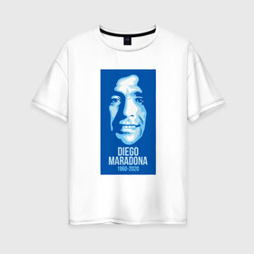 Женская футболка хлопок Oversize с принтом Super Maradona в Курске, 100% хлопок | свободный крой, круглый ворот, спущенный рукав, длина до линии бедер
 | argentina | maradona | messi | sport | аргентина | гол | диего | марадона | месси | мяч | рука бога | спорт | футбол | чемпион