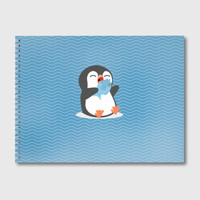 Альбом для рисования с принтом Пингвин в Курске, 100% бумага
 | матовая бумага, плотность 200 мг. | ест рыбу | морские | океан | пингвин | пингвинчик | рыба | рыбку