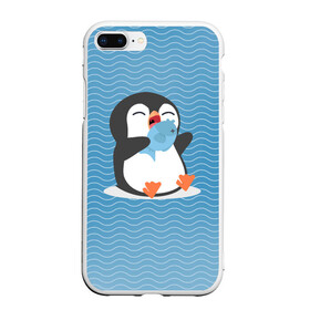 Чехол для iPhone 7Plus/8 Plus матовый с принтом Пингвин в Курске, Силикон | Область печати: задняя сторона чехла, без боковых панелей | ест рыбу | морские | океан | пингвин | пингвинчик | рыба | рыбку