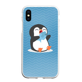 Чехол для iPhone XS Max матовый с принтом Пингвин в Курске, Силикон | Область печати: задняя сторона чехла, без боковых панелей | ест рыбу | морские | океан | пингвин | пингвинчик | рыба | рыбку