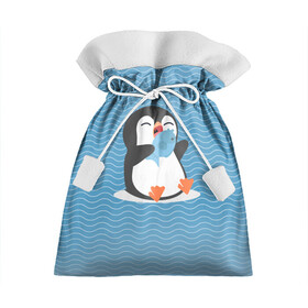 Подарочный 3D мешок с принтом Пингвин в Курске, 100% полиэстер | Размер: 29*39 см | ест рыбу | морские | океан | пингвин | пингвинчик | рыба | рыбку