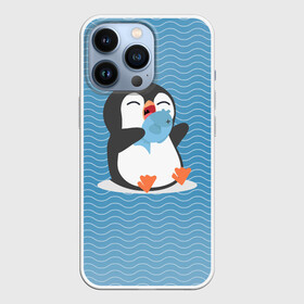 Чехол для iPhone 13 Pro с принтом Пингвин в Курске,  |  | ест рыбу | морские | океан | пингвин | пингвинчик | рыба | рыбку