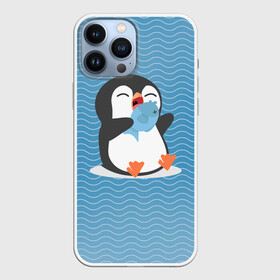 Чехол для iPhone 13 Pro Max с принтом Пингвин в Курске,  |  | ест рыбу | морские | океан | пингвин | пингвинчик | рыба | рыбку