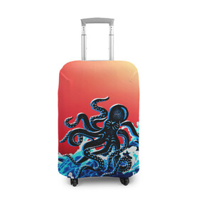 Чехол для чемодана 3D с принтом Кракен в Море | Градиент в Курске, 86% полиэфир, 14% спандекс | двустороннее нанесение принта, прорези для ручек и колес | animal | beast | fade | kraken | monster | moon | ocean | octopus | sea | water | waves | вода | волны | градиент | животные | звери | кракен | луна | монстр | море | океан | осьминог | рыбы | щупальца