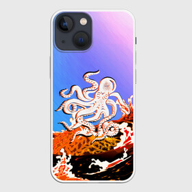 Чехол для iPhone 13 mini с принтом Осьминог в Лаве | Градиент в Курске,  |  | animal | beast | fade | kraken | monster | moon | ocean | octopus | sea | water | waves | вода | волны | градиент | животные | звери | кракен | лава | луна | монстр | море | небо | огонь | океан | осьминог | рыбы | щупальца