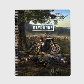 Тетрадь с принтом Days gone Дикон и толпа фриков в Курске, 100% бумага | 48 листов, плотность листов — 60 г/м2, плотность картонной обложки — 250 г/м2. Листы скреплены сбоку удобной пружинной спиралью. Уголки страниц и обложки скругленные. Цвет линий — светло-серый
 | action | animals | days gone | deacon | gamer | games | nextgen | pandemic | pc | player | playstation | ps 5 | steam | top | valve | weapon | xbox | zombie | валв | видео игры | животные | жизнь после | зомби | игрок | иксбокс | некстген | оружи