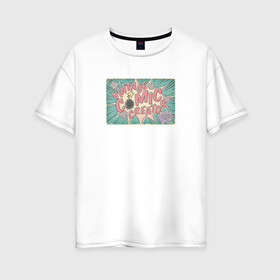 Женская футболка хлопок Oversize с принтом Ретро в Курске, 100% хлопок | свободный крой, круглый ворот, спущенный рукав, длина до линии бедер
 | винтаж | винтажная | винтажная надпись | винтажный принт | ретро | старина | старый плакат