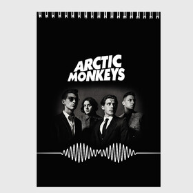 Скетчбук с принтом arctic monkeys в Курске, 100% бумага
 | 48 листов, плотность листов — 100 г/м2, плотность картонной обложки — 250 г/м2. Листы скреплены сверху удобной пружинной спиралью | Тематика изображения на принте: alex turner | arctic monkeys | britain | great | indie | rock | алекс тернер | арктик монкейс | инди | рок