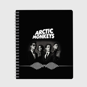 Тетрадь с принтом arctic monkeys в Курске, 100% бумага | 48 листов, плотность листов — 60 г/м2, плотность картонной обложки — 250 г/м2. Листы скреплены сбоку удобной пружинной спиралью. Уголки страниц и обложки скругленные. Цвет линий — светло-серый
 | alex turner | arctic monkeys | britain | great | indie | rock | алекс тернер | арктик монкейс | инди | рок