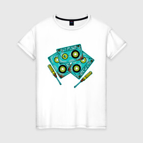 Женская футболка хлопок с принтом Кассета в Курске, 100% хлопок | прямой крой, круглый вырез горловины, длина до линии бедер, слегка спущенное плечо | винтаж | девяностые | кассеты | ностальгия | отвёртка | ретро | ссср