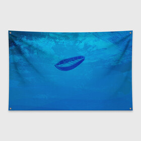 Флаг-баннер с принтом Одинокая Лодка в Курске, 100% полиэстер | размер 67 х 109 см, плотность ткани — 95 г/м2; по краям флага есть четыре люверса для крепления | лодка | морское | на синем | одинокая лодка | судно