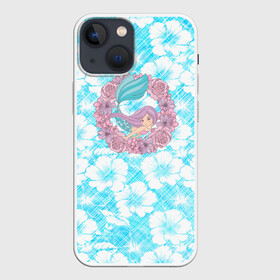 Чехол для iPhone 13 mini с принтом Русалочка и цветы в Курске,  |  | flowers | mermaid | морская | русалка | русалочка | ундина | цветы