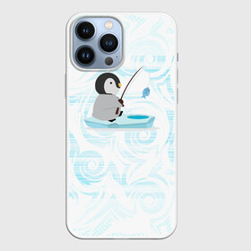 Чехол для iPhone 13 Pro Max с принтом Пингвин рыбачит в Курске,  |  | fish | fishing | ловит рыбу | пингвин | рыба | рыбалка | рыбачит