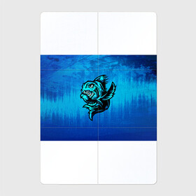 Магнитный плакат 2Х3 с принтом Пиранья в Курске, Полимерный материал с магнитным слоем | 6 деталей размером 9*9 см | fish | piranha | живность | морская | на синем | пиранья | рыба