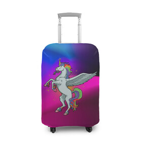 Чехол для чемодана 3D с принтом Единорог | Unicorn (Z) в Курске, 86% полиэфир, 14% спандекс | двустороннее нанесение принта, прорези для ручек и колес | unicorn | unicornis | вымышленное существо | единорог | инрог | каркаданн | мифическое существо | моноцерос | нарвал | радужное | радужный | существо
