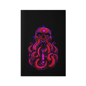 Обложка для паспорта матовая кожа с принтом Череп Осьминог Octopus Skull в Курске, натуральная матовая кожа | размер 19,3 х 13,7 см; прозрачные пластиковые крепления | Тематика изображения на принте: animal | beast | kraken | monster | ocean | octopus | sea | skull | water | waves | вода | животные | звери | кракен | монстр | море | океан | осьминог | рыбы | череп | щупальца