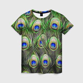 Женская футболка 3D с принтом peacock в Курске, 100% полиэфир ( синтетическое хлопкоподобное полотно) | прямой крой, круглый вырез горловины, длина до линии бедер | pavonine | peacock | peafowl | plumage | павлин