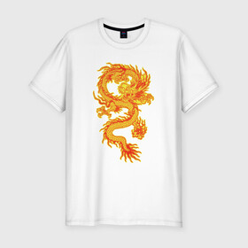 Мужская футболка хлопок Slim с принтом Дракон и машина в Курске, 92% хлопок, 8% лайкра | приталенный силуэт, круглый вырез ворота, длина до линии бедра, короткий рукав | Тематика изображения на принте: дракон | дракончик | китайский дракон