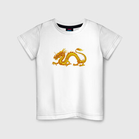Детская футболка хлопок с принтом Дракон в Курске, 100% хлопок | круглый вырез горловины, полуприлегающий силуэт, длина до линии бедер | дракон | дракончик | китайский дракон