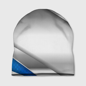Шапка 3D с принтом 3D СЕРЕБРО BLUE LINES в Курске, 100% полиэстер | универсальный размер, печать по всей поверхности изделия | 3d | 3д | sport | абстракция | линии | паттерн | соты | спортивный стиль | текстуры