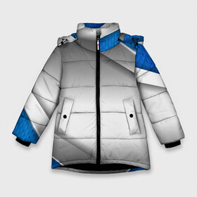 Зимняя куртка для девочек 3D с принтом 3D СЕРЕБРО BLUE LINES в Курске, ткань верха — 100% полиэстер; подклад — 100% полиэстер, утеплитель — 100% полиэстер. | длина ниже бедра, удлиненная спинка, воротник стойка и отстегивающийся капюшон. Есть боковые карманы с листочкой на кнопках, утяжки по низу изделия и внутренний карман на молнии. 

Предусмотрены светоотражающий принт на спинке, радужный светоотражающий элемент на пуллере молнии и на резинке для утяжки. | 3d | 3д | sport | абстракция | линии | паттерн | соты | спортивный стиль | текстуры