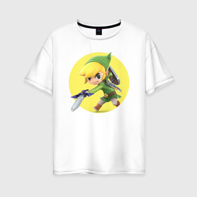 Женская футболка хлопок Oversize с принтом Линк в Курске, 100% хлопок | свободный крой, круглый ворот, спущенный рукав, длина до линии бедер
 | gamer | games | legend | nintendo | switch | zelda