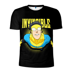 Мужская футболка 3D спортивная с принтом Invincible в Курске, 100% полиэстер с улучшенными характеристиками | приталенный силуэт, круглая горловина, широкие плечи, сужается к линии бедра | invincible | комикс | марк грейсон | мультсериал | неуязвимый | супергерой