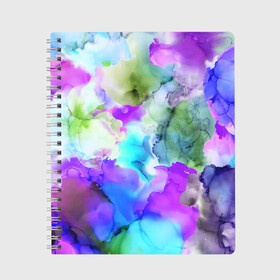Тетрадь с принтом Акварельная краска в Курске, 100% бумага | 48 листов, плотность листов — 60 г/м2, плотность картонной обложки — 250 г/м2. Листы скреплены сбоку удобной пружинной спиралью. Уголки страниц и обложки скругленные. Цвет линий — светло-серый
 | abstract | art | casual | gradient | summer | texture | watercolor | абстракция | акварель | брызги красок | градиент | краски | лето | повседневный стиль | пятна | разводы красок | разноцветные разводы | текстура | узор