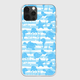 Чехол для iPhone 12 Pro Max с принтом Морские жители в Курске, Силикон |  | Тематика изображения на принте: ocean spirit | дух океана | жители | звезда | конек | медуза | мир | море | морская | морские | морской | подводный | рыбы | черепаха