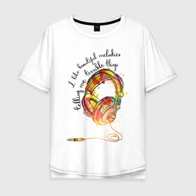 Мужская футболка хлопок Oversize с принтом Love Music в Курске, 100% хлопок | свободный крой, круглый ворот, “спинка” длиннее передней части | love | music | любовь | музыка