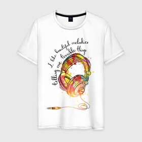 Мужская футболка хлопок с принтом Love Music в Курске, 100% хлопок | прямой крой, круглый вырез горловины, длина до линии бедер, слегка спущенное плечо. | love | music | любовь | музыка