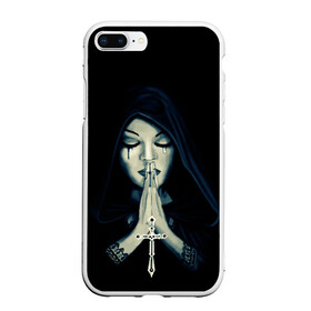 Чехол для iPhone 7Plus/8 Plus матовый с принтом Монашка с крестом в Курске, Силикон | Область печати: задняя сторона чехла, без боковых панелей | анархия | крест | крест и монашка | крест череп | крестик | манархия | манашка | молитва | молится | монашка | монашка и крест | монашка с крестиком | монашка с крестом | монашки | с крестом | череп