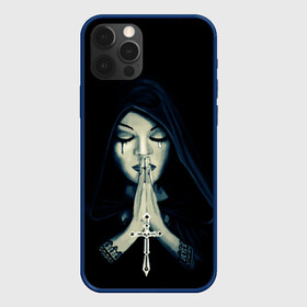 Чехол для iPhone 12 Pro с принтом Монашка с крестом в Курске, силикон | область печати: задняя сторона чехла, без боковых панелей | анархия | крест | крест и монашка | крест череп | крестик | манархия | манашка | молитва | молится | монашка | монашка и крест | монашка с крестиком | монашка с крестом | монашки | с крестом | череп