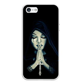 Чехол для iPhone 5/5S матовый с принтом Монашка с крестом в Курске, Силикон | Область печати: задняя сторона чехла, без боковых панелей | анархия | крест | крест и монашка | крест череп | крестик | манархия | манашка | молитва | молится | монашка | монашка и крест | монашка с крестиком | монашка с крестом | монашки | с крестом | череп