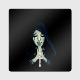 Магнит виниловый Квадрат с принтом Монашка с крестом в Курске, полимерный материал с магнитным слоем | размер 9*9 см, закругленные углы | анархия | крест | крест и монашка | крест череп | крестик | манархия | манашка | молитва | молится | монашка | монашка и крест | монашка с крестиком | монашка с крестом | монашки | с крестом | череп