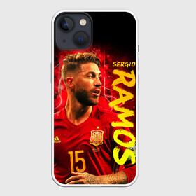 Чехол для iPhone 13 с принтом Серхио Рамос, Сборная Испании в Курске,  |  | sergio ramos | sr4 | номер 4 | реал мадрид | сборная испании | серхио рамос | футбол | футболист