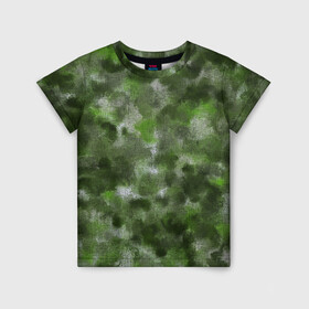 Детская футболка 3D с принтом Canvas Green Camo в Курске, 100% гипоаллергенный полиэфир | прямой крой, круглый вырез горловины, длина до линии бедер, чуть спущенное плечо, ткань немного тянется | abstraction | camouflage | canvas | green | камуфляж