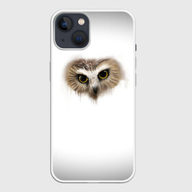 Чехол для iPhone 13 с принтом СоВа на белом в Курске,  |  | глаза | лес | природа | птица | сова