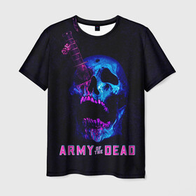 Мужская футболка 3D с принтом Армия мертвецов череп и кинжал в Курске, 100% полиэфир | прямой крой, круглый вырез горловины, длина до линии бедер | army of the dead | money | neon | netflix | star | walking dead | zombie | актер | алмазы | армия мертвецов | деньги | доллары | дракс | дэйв батиста | звезда | зомби | казино | кости | кровь | лас вегас | монеты | неон | нетфликс
