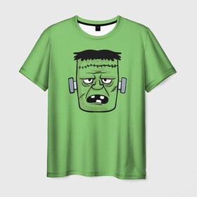 Мужская футболка 3D с принтом Зеленый Франкенштейн в Курске, 100% полиэфир | прямой крой, круглый вырез горловины, длина до линии бедер | зеленый | монстр | фильмы | франкенштейн | чудовище | шрек
