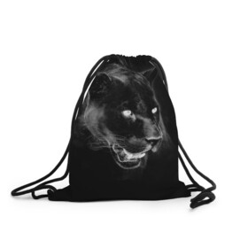 Рюкзак-мешок 3D с принтом Panther в Курске, 100% полиэстер | плотность ткани — 200 г/м2, размер — 35 х 45 см; лямки — толстые шнурки, застежка на шнуровке, без карманов и подкладки | animal | panther | roar | wild | пантера