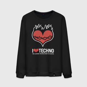 Мужской свитшот хлопок с принтом I love techno в Курске, 100% хлопок |  | i love techno | love | techno | техно | я люблю техно
