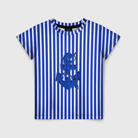 Детская футболка 3D с принтом Морской стиль в Курске, 100% гипоаллергенный полиэфир | прямой крой, круглый вырез горловины, длина до линии бедер, чуть спущенное плечо, ткань немного тянется | морской | популярные иллюстрации | синие полоски | тельняшка | якорь