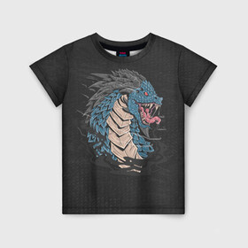 Детская футболка 3D с принтом Дракон в Курске, 100% гипоаллергенный полиэфир | прямой крой, круглый вырез горловины, длина до линии бедер, чуть спущенное плечо, ткань немного тянется | dragon | дракон | драконами | драконом | дракоша | иероглиф | мифология | на черном
