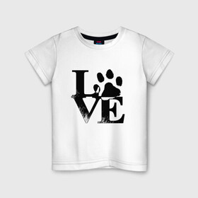 Детская футболка хлопок с принтом Люблю своего питомца LOVE в Курске, 100% хлопок | круглый вырез горловины, полуприлегающий силуэт, длина до линии бедер | love | любовь | пес | питомец | собака