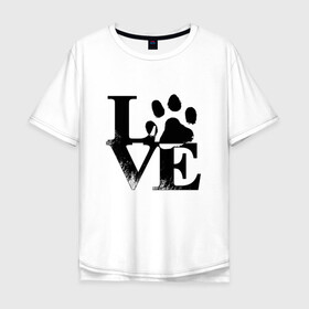 Мужская футболка хлопок Oversize с принтом Люблю своего питомца LOVE в Курске, 100% хлопок | свободный крой, круглый ворот, “спинка” длиннее передней части | Тематика изображения на принте: love | любовь | пес | питомец | собака