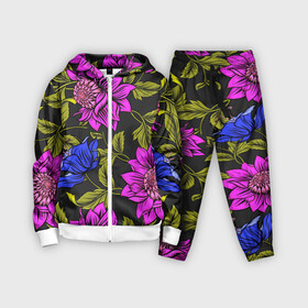 Детский костюм 3D с принтом Цветочный Паттерн в Курске,  |  | blue | flower | flowers | green | nature | pattern | purple | spring | summer | весна | ветви | ветки | заросли | зеленый | лаза | лето | листва | листья | орнамент | паттерн | природа | синий | узор | фауна | фиолетовый | флора | цветок