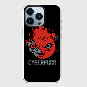 Чехол для iPhone 13 Pro с принтом СYBERPURR в Курске,  |  | 2077 | animal | cat | cyber | cyberpunk | fire | flame | future | neon | purr | technology | будущее | демон | животное | кибер | кот | кошка | микросхема | мур | мурлыкать | нейроны | неон | огонь | очки | свечение | технологии | шлем